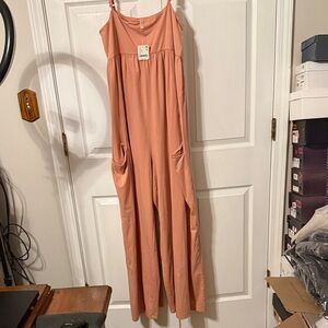 FP Movement by Free People Dusty Rose Wide-Leg Strappy Jumpsuit